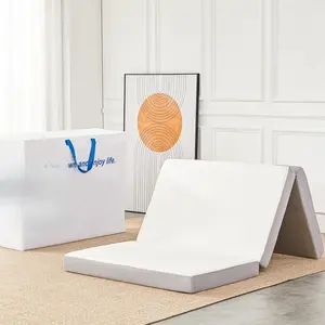 Folding Mattress, 4 Inch Memory Foam Tri-fold with Breathable Bamboo Fiber Fabric Cover, Foldable Floor Mattress Guest Bed for Camping, Road Trip, Single