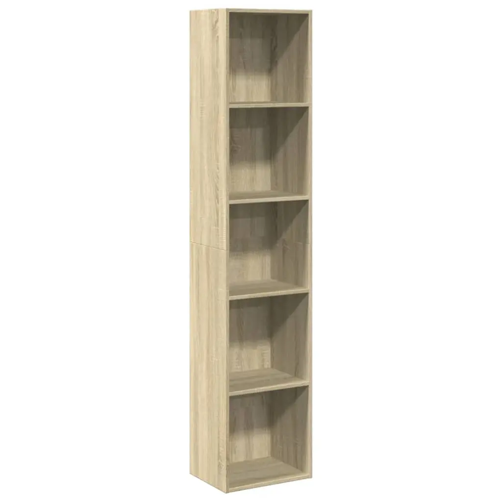 vidaXL Sonoma Oak Engineered Wood Bookcase Freestanding Storage Shelf Unit Modern 74 in For Living Room Office Bedroom Bookshelves Bookshelf Cabinet Book Case Rack Stand 857887