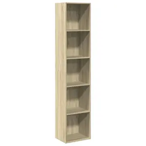 vidaXL Sonoma Oak Engineered Wood Bookcase Freestanding Storage Shelf Unit Modern 74 in For Living Room Office Bedroom Bookshelves Bookshelf Cabinet Book Case Rack Stand 857887