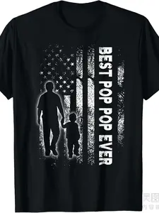 Best Pop Pop Ever USA Flag Father'S Day Grandpa Gift Men T-Shirt Same Style for Men And Women 2025 Summer Short-Sleeved Printed T-Shirt Pure 220G