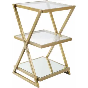 Greytown Gold Glass Triangular End Table Greytown Gold Glass Triangular End Table