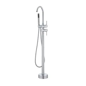 VEVOR Freestanding Bathtub Faucet, Floor Mount, Freestanding Tub Filler, Shower Mixer Taps, Two Water Modes, 360 Swivel Spout, for Bathing Showering Pet Bathing Cleaning Drains Toilet Flushing