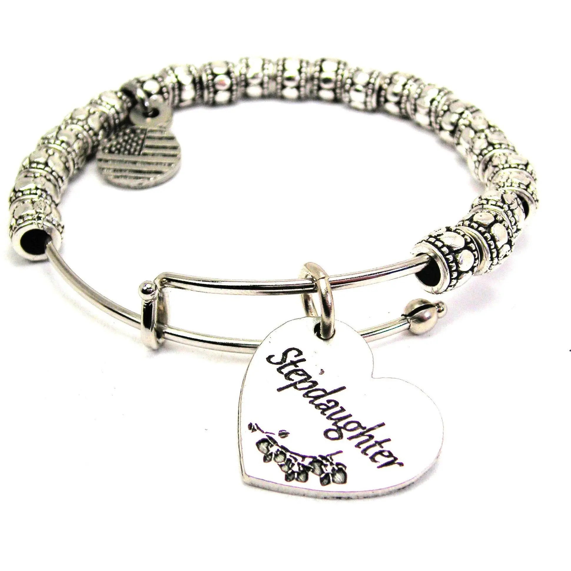 Stepdaughter Heart Metal Beaded Bracelet