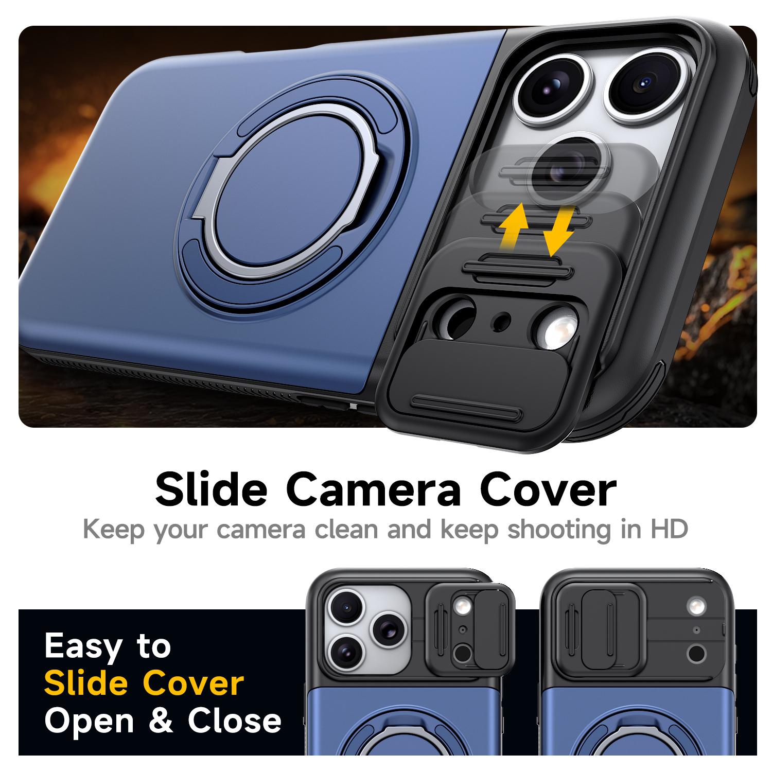 OREKROY For iPhone 17 Pro Max 17 Pro 17E Card Holder Wallet Case with Camera Lens Cover, 360° Rotating Ring Kickstand, Hybrid Dual-Layer Heavy Duty Shockproof Phone Cover for iPhone 12/13/14/15/16/17 Pro Max Plus,back to school,back to school haul