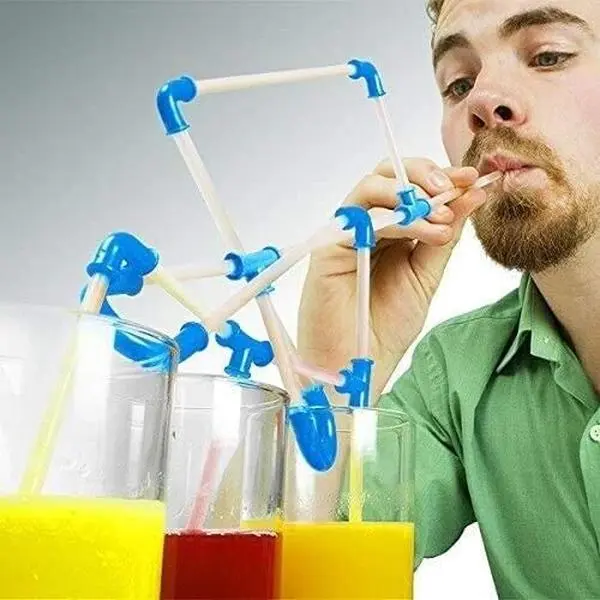 🥤 DIY Crazy Straw Kit – 21-Piece Build-Your-Own Sipping Maze