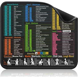 Pad for Excel//PowerPoint/Windows Shortcuts, Excel Cheat Sheet Mousepad PC Desk Pad, Office Desk Accessories for Desk mat for Office, Gaming, , Non-Slip, Stitched Edges