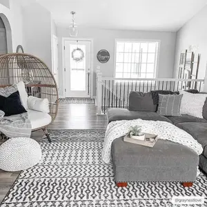 Hauteloom Constantin Area Rug – Black & Ivory Aztec Moroccan Boho Farmhouse Style, Machine-Woven Polypropylene, Medium Pile