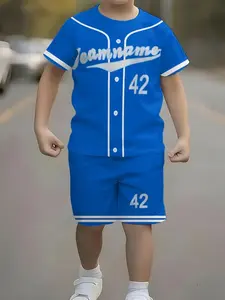 Boys' Short Sleeve Shorts Set, Casual Fashion Style, Fun Pattern 3D Print, Summer Outdoor Sports Wear, Youth Round Neck T-Shirt + Shorts Set, Outfit