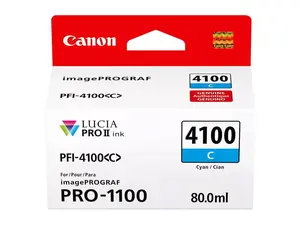 Canon PFI-4100 80ml Pigment Ink Tank for imagePROGRAF PRO-1100 Printer, Cyan
