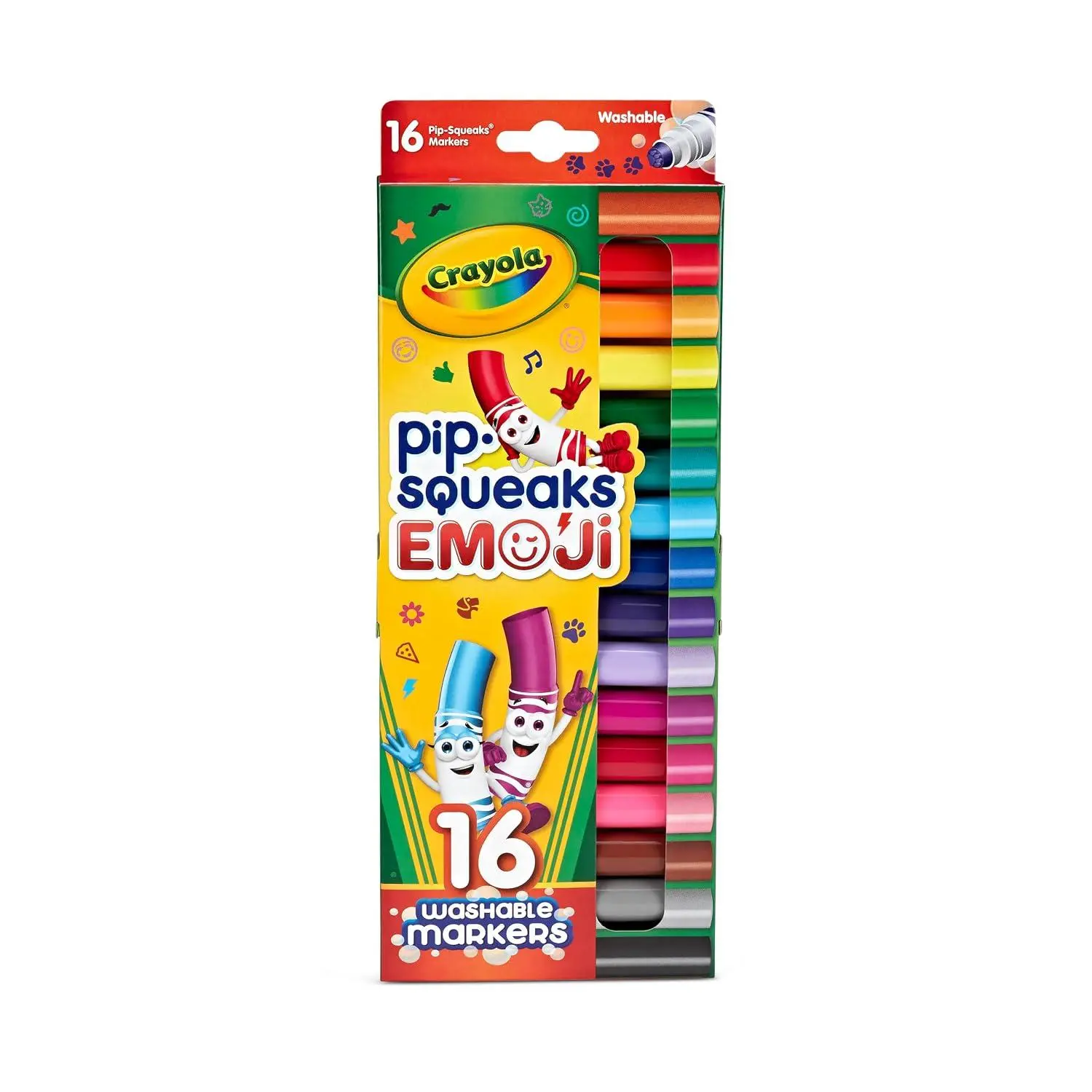 Crayola Pip Squeaks Skinnies Washable Marker Set (16ct), Mini Markers for Toddlers, Thin Coloring Markers for Kids, Spring Crafts Supplies