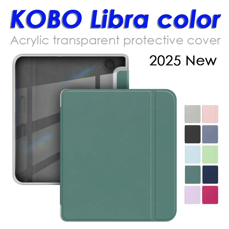 Portable Handheld Transparent Acrylic Shockproof E-Reader Cover with Hard Shell for 7-Inch KOBO Libra Color, Screen Protector Compatible, Unisex Bedroom Daily Supplies for Boyfriend, Kids, Easter Gift