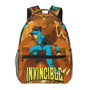 Invincible Comic Adaptation Multi Compartment Backpack Durable Anime Day Bag Practical Business Bag for School Work Commute Surprise Gift for Loved Ones