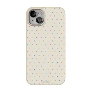 Casely iPhone 15 Case | On the Dot | Rainbow Polka Dot | Align Soft-Touch Flexible Bumper Case | Compatible with MagSafe