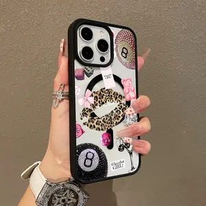 Girly Chic Magnetic Smartphone Casing - MagSafe Compatible Cover for iPhone 11/12/13/14/15/16/17 Pro Max, Glam Collage Art Design, Lightweight, Anti-Fall Cellphone Accessories