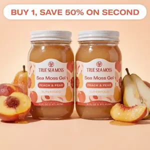 True Sea Moss Irish Sea Moss Gel | Peach Pear Flavor | 2-Pack Bundle – Rich in Essential Minerals & Vitamins – Supports Vitality