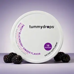 Tummydrops Organic Blackberry Ginger Flavor Tummydrops, Gluten Free Certified, Vegan, Nothing Artificial, 18 Drops in Recyclable Tin Gluten Free GMO Free Organic Dairy Free