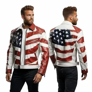 Men's Leather Jackets USA Flag Inspired by Hide Crafts