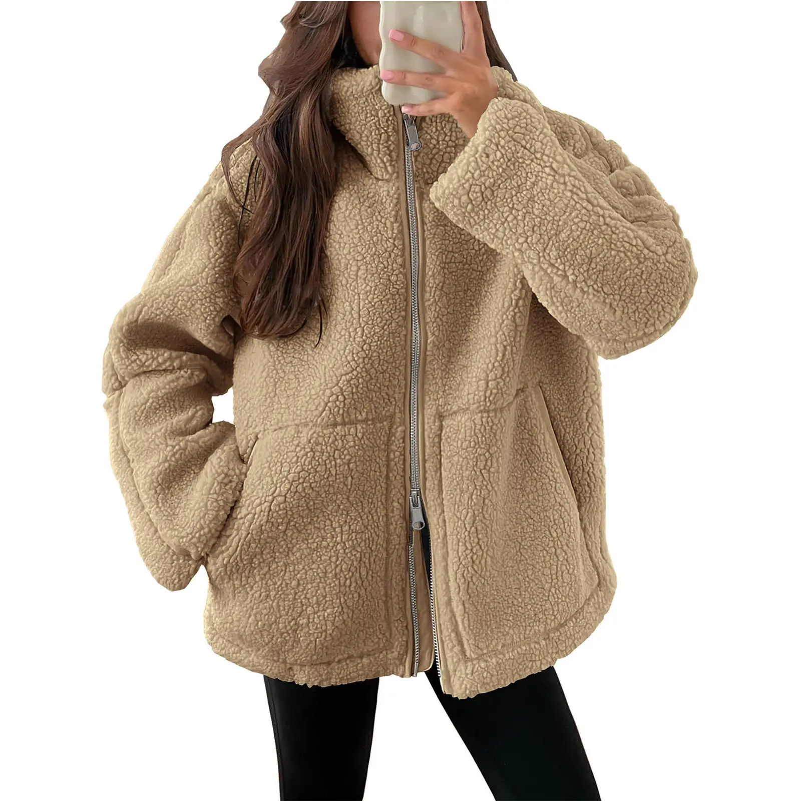 Women��s Sherpa Fleece Jacket Zip Up Oversized Warm Teddy Coat Winter Plush Outerwear with Pockets Cozy Casual Zip Front Fuzzy Jacket for Fall and Winter Women��s Sherpa Fleece Jacket Zip Up Oversized Warm Teddy Coat Winter Plush Outerwear with Pockets Cozy Casual Zip Front Fuzzy Jacket for Fall and Winter
