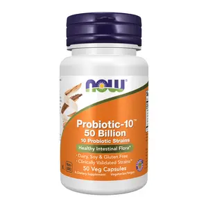 NOW Supplements, Probiotic-10, 50 Billion, with 10 Probiotic Strains, Strain Verified, 50 Veg Capsules