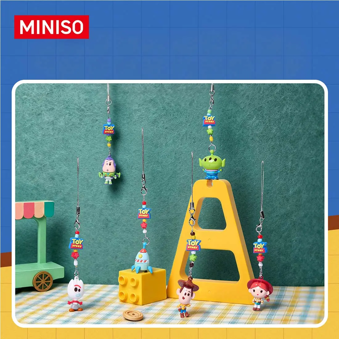 MINISO x Disney Pixar Toy Story Beaded Character Keychain Charm - Cute Colorful Fashion Accessory for Backpacks, Keys, Gifts, Back To School