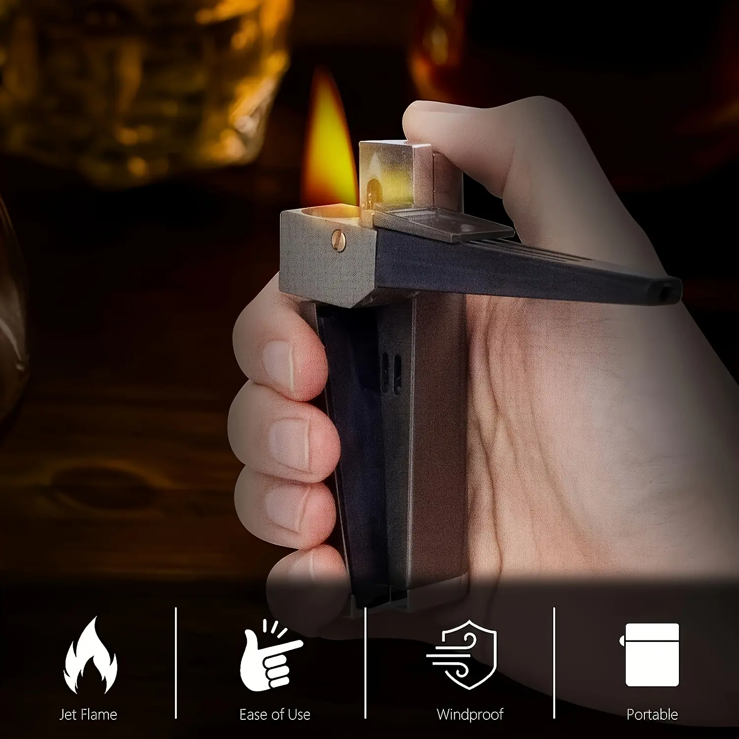 (Butane Gas NOT Included) 2-in-1 Dual Function Refillable Metal Torch Lighter, Foldable Handheld Torch Lighter for BBQ Grills, Father's Day Gift for Camping Kitchen Home Supplies, Dual Function Lighter, Handheld Lighter
