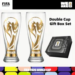 [FIFA World Cup 2026] Officially Licensed Products—Premium Two-Piece Glassware Gift Set, Luxury Souvenir Gift Box Featuring the FIFA Trophy Design, Perfect Gift for Soccer Fans on Birthdays and Holidays, Collectible Home Bar Glassware.