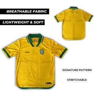 [ Fast Shipping ] BRAZIL REDEEMER 94 HOME  - Breathable Lightweight Stretch Training Shirt Team Football/Soccer Jersey For Men & Women Fans Collection, Team Uniforms, Football Jersey Shirt