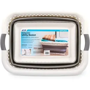 Camco Collapsible Laundry Basket, Plastic Bin, Handles for Storage, Large, White Camco Collapsible Laundry Basket, Plastic Bin, Handles for Storage, Large, White