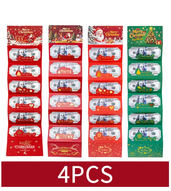 1/2/4pcs Christmas Expandable Pull-Out Money Envelope, Merry Christmas Surprise Money Hold, Xmas Gift Packet, Office & Holiday Party Stationery Supplies