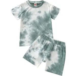 Toddler Baby Boy Summer Outfits Tie Dye Short Sleeve T-Shirt and Shorts 2Pcs Clothes Set for Boys