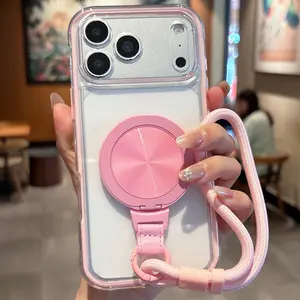 High-Quality Transparent Phone Case with Stand and Lanyard, Tpu Material, Shockproof, Compatible with iPhone 17 Pro Max to 11 Pro Max