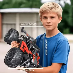 High-speed off-road RC car, 2.4 GHz off-road racing car, 25 km/h competition RC car, durable alloy and plastic construction, safety design, USB rechargeable, suitable for ages 6+, boys and girls, Halloween and Christmas gifts, outdoor play, sporty appeara