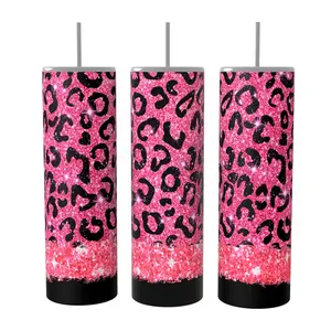 Pink Leopard 20oz skinny Tumbler Drinkware Insulated Lid Coffee Portable