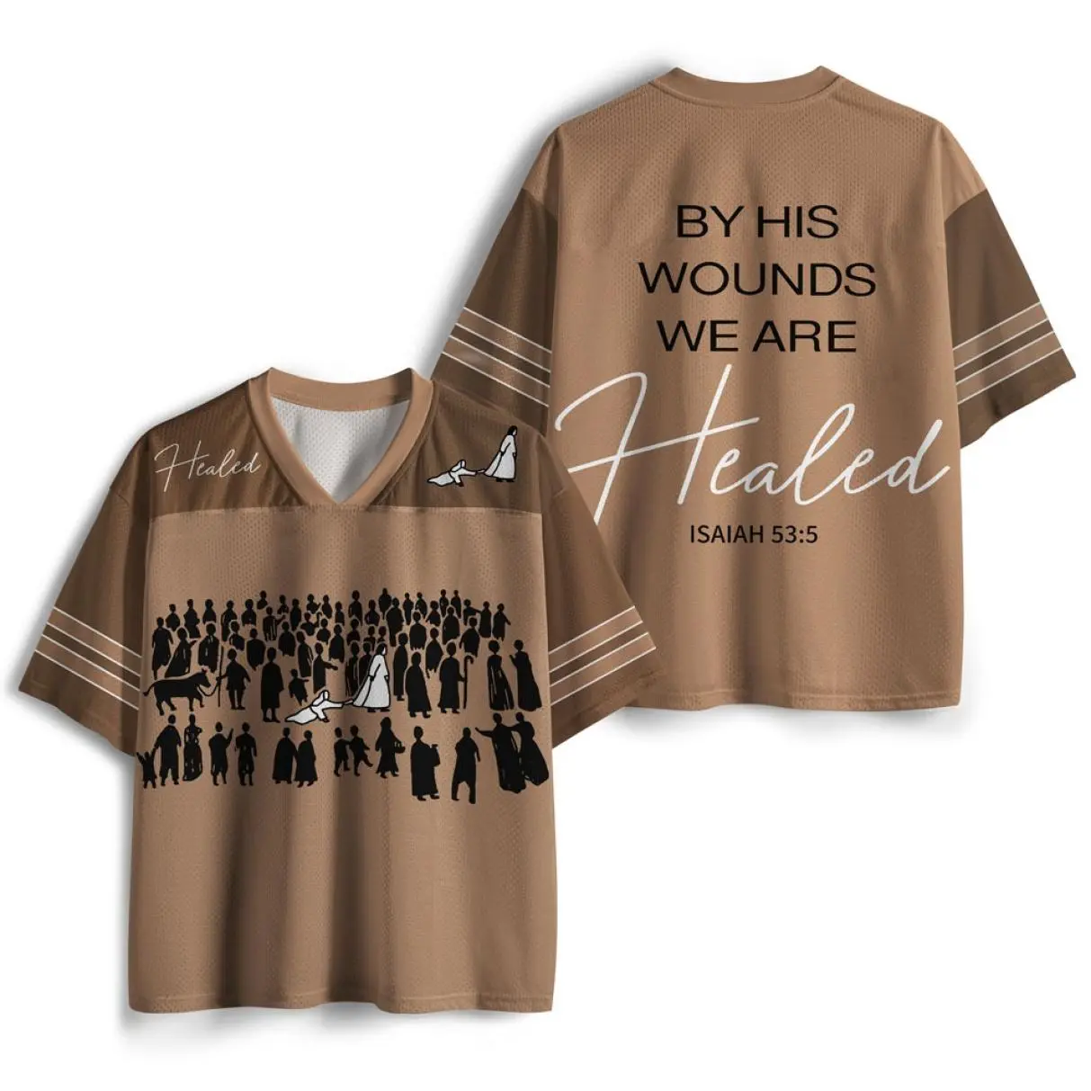 By His Wounds We Are Healed Christian Mesh Jersey, Simple Look, Easy to Match, Retro Styles, Bring Back the Classics
