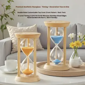 Bamboo Wooden Luminous Hourglass Timer Children's Anti-fall Learning Special 1/3/5 Minute Timing, Night Glowing Hourglass, Creative Flowing Sand Living Room Bedroom Office Desk Ornament, Exquisite Desktop Decoration, Exquisite Gift Choice