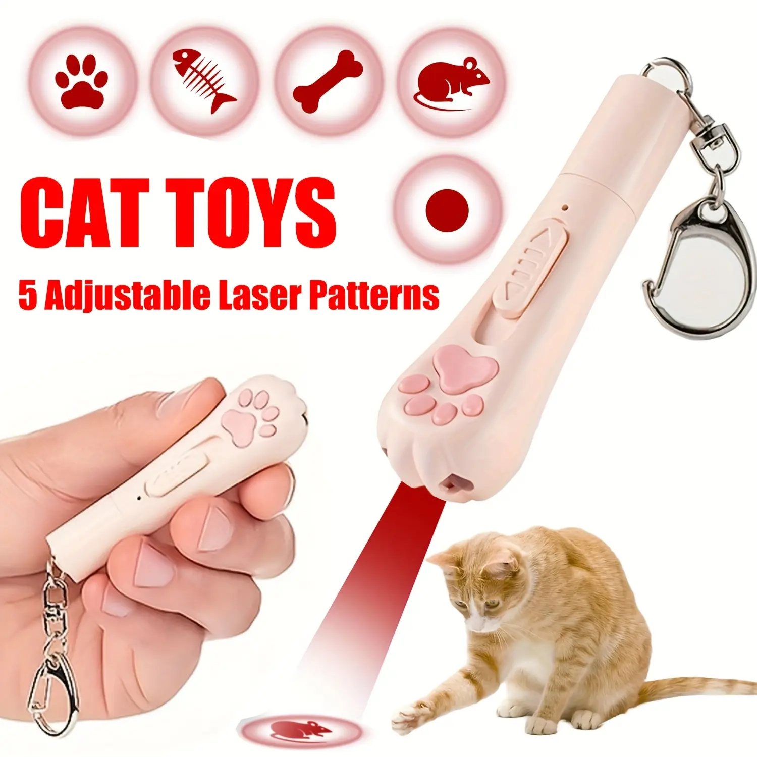 Cat toys, cat claw laser pointer, cat supplies, indoor cat and dog interactive cat toys, 7 in 1 USB rechargeable cat toy for chasing and exercising