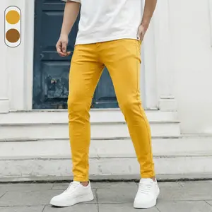 Menswear Slim-Fitting Plain Jeans, Slim Fit Tapered Straight Pants, Casual Skinny Trousers for Daily Street Style