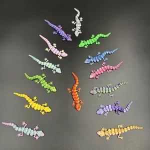 100pcs Mini 3D Printed Gradient Gecko Ornaments, Animal Design, Pla Material, Home Car Office Decor, Collectible Room Decor, Christmas Halloween Easter Birthday Gifts