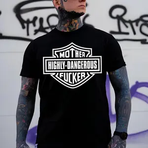 Highly Dangerous Biker T-Shirt – Bold Skull Rider Streetwear, Vintage Motorcycle Style Tee for Men