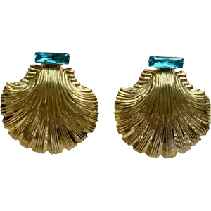 Ariel Shell Earrings Aqua or Clear Crystal