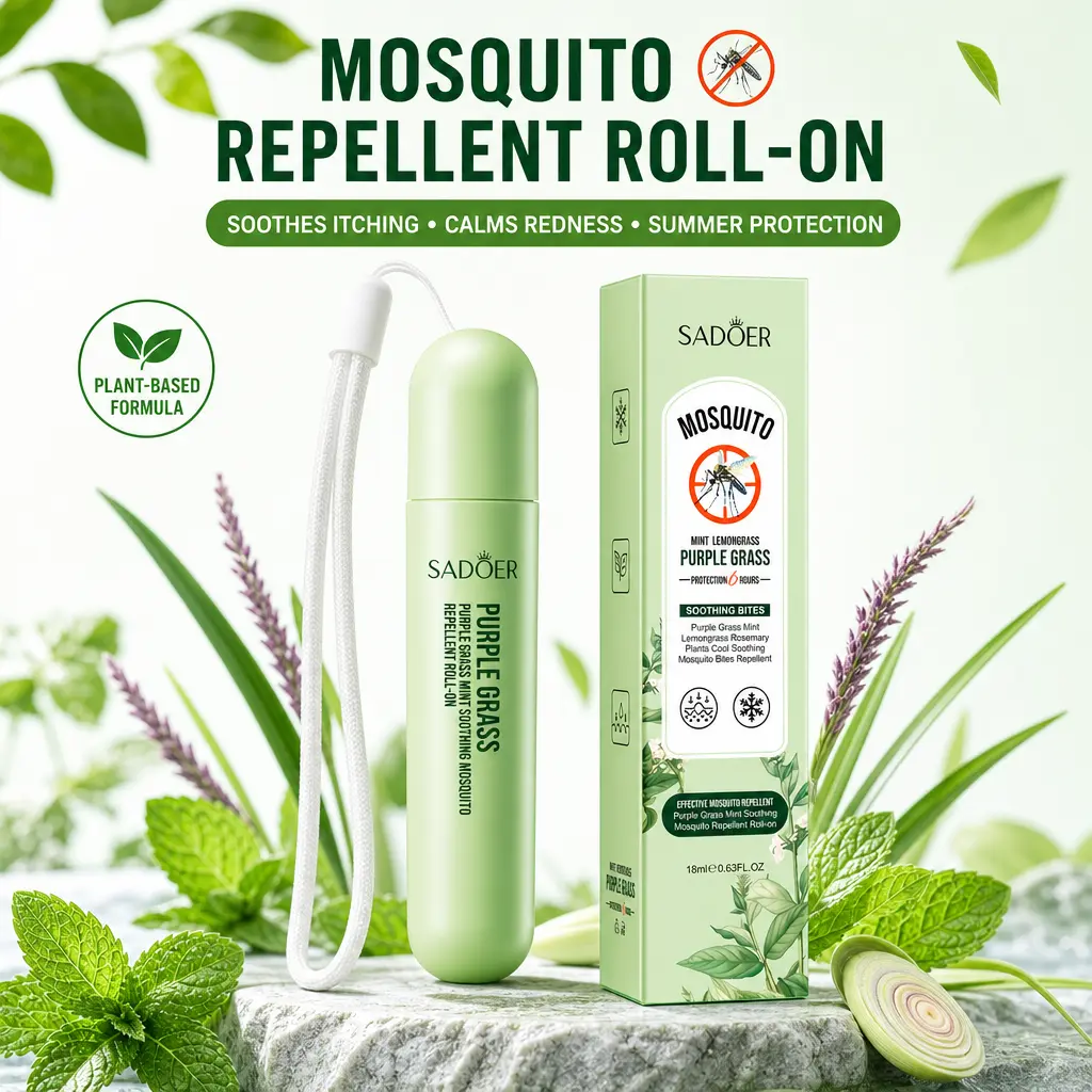 Purple Grass Mint Soothes Mosquito Repellent Rollers, Effectively Repelling Mosquitoes In Summer, Relieving Skin Itching And Scratching, Bidding Farewell To Itching, Redness, Swelling, And Preventing Mosquito Bites