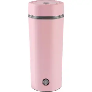 Travel Kettle - 12oz Portable Electric Kettle for Boiling Water - Self Heating Cup/Thermos - Single Size Personal  Maker -Hot Water Boiler/Heater/Warmer - Pink