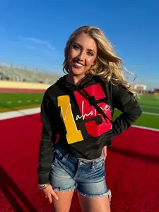 Mahomes 15 Black Camo Cropped Hoodie by Texas True Threads game day