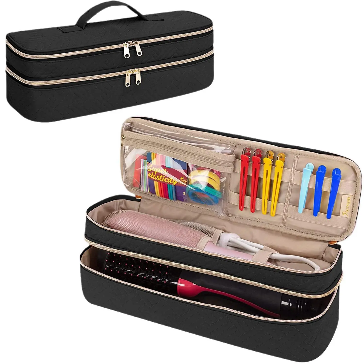 Double Layer Travel Hair Dryer Organizer Bag, Curling Wand Organizer Bag, Hair Rollers Organizer Bag, Hair Styling Tool Storage Bag, Kitchen Storage Organizer, Blow Dryer Brush