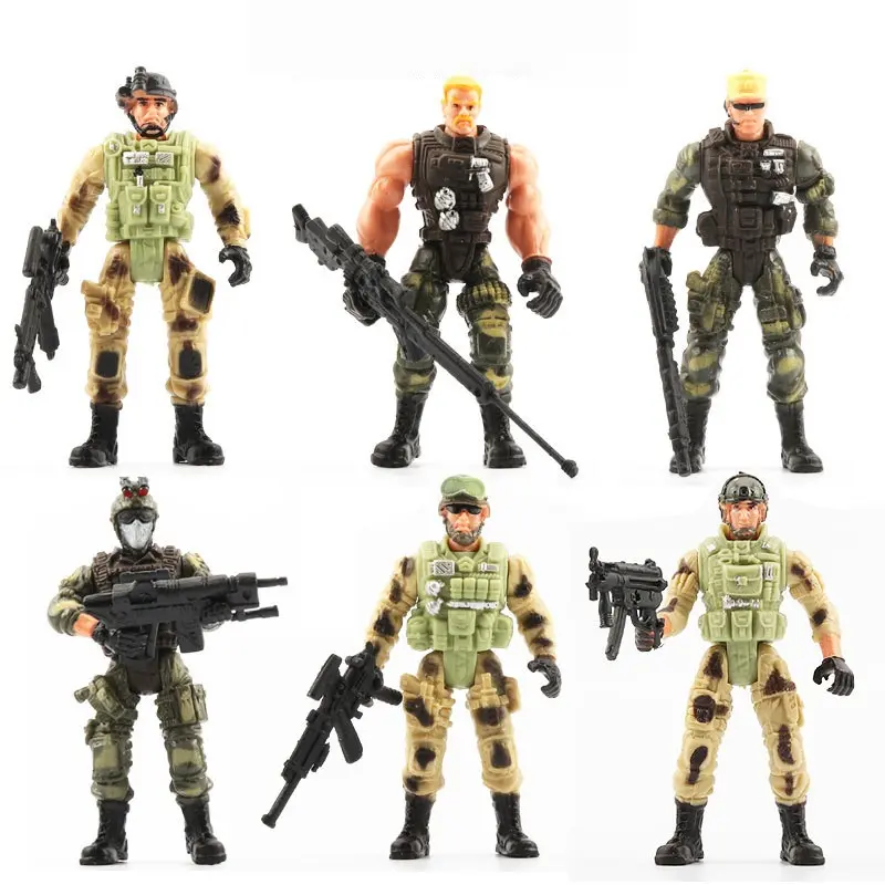 Military Tactical Action Figures Set (6pcs), Articulated Soldier Dolls with Tactical Equipment, PVC Action Figures, Collectible Role Play Decorations, Perfect Gift, Figurine Collectibles, Articulated Figurines