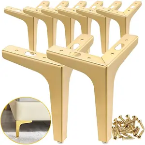 7 inch Metal Furniture Legs, Gold Legs  Furniture Set of 8, Modern Replacement feet  Cabinet Sofa Couch Table Chair Bed Dresser Wardrobe Risers DIY Replacement