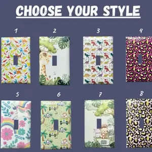 Outlet Covers Baby Room Nursery Kids Zoo Animal Unicorn Dinosaur Giraffe Leopard Patterns