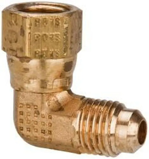 Parker Hannifin 45° Brass Flared Tube Swivel Nut Elbow, 3/4" Tube OD x 1-1/16-14 UNF, Flare-Swivel Ends, Part No. 166FSV-12-12, Minimum Order Quantity=1