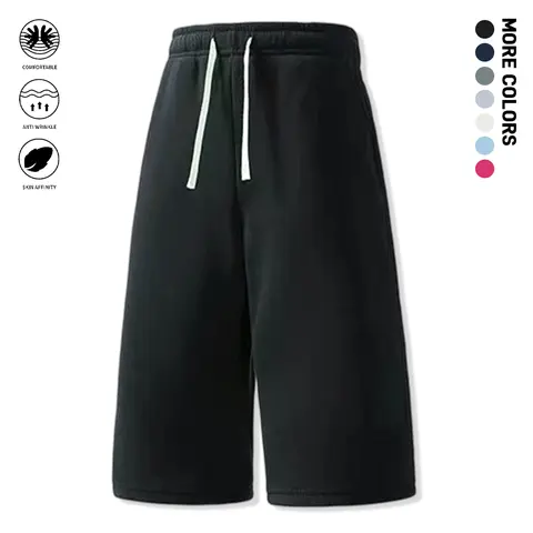 JOGWAVE Men’s Regular Fit Solid Polyester Drawstring Side Shorts - Elastic Waistband, Adjustable Bottoms, Baggy Design for Daily Leisure & Sports, Baggy Drawstring Men's Shorts