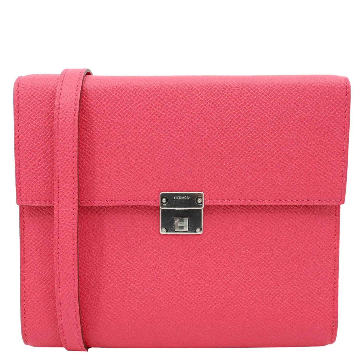Pre-owned HERMÈS Leather Crossbody Bags Hermes Clic 16 Epsom Wallet on Strap Crossbody Bag Pink